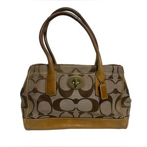 COACH Madeline E0826 12463 Handbag Size Medium Beige Monogram Satchel